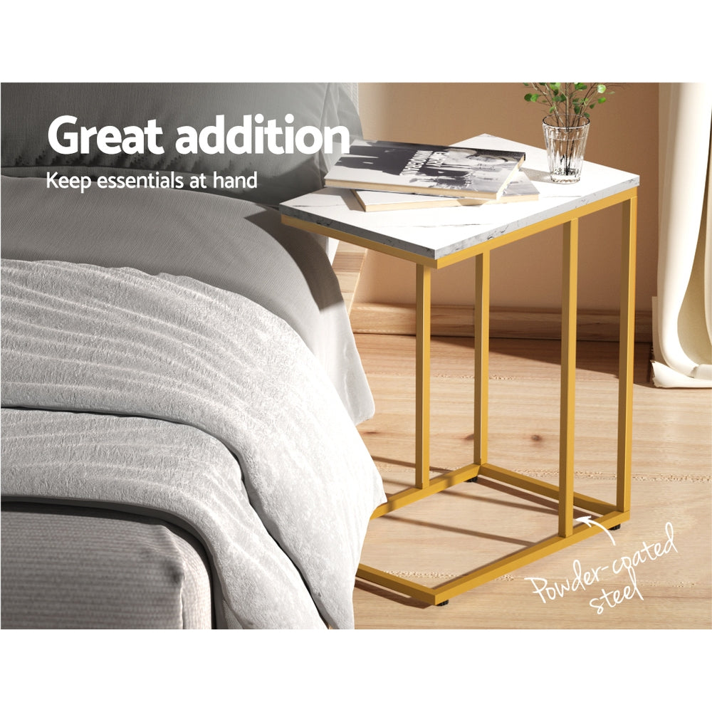 Nara Side Coffee Table – White Marble Effect