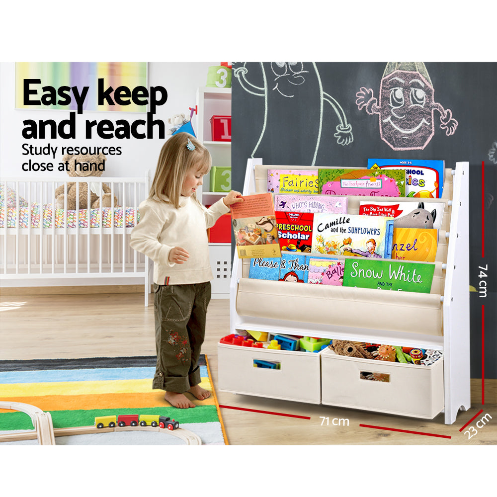 Nova 4 Tier Kids Bookshelf – White – Small