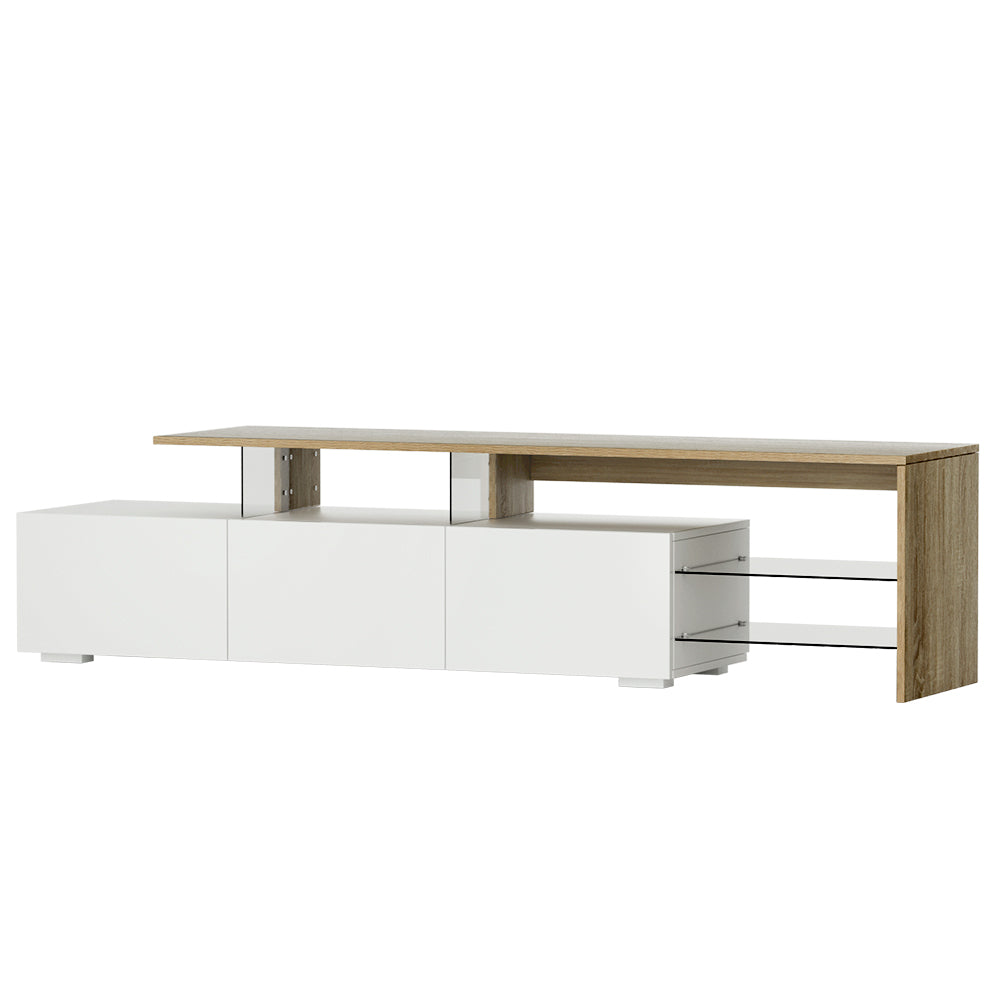 Atlas TV Cabinet Entertainment Unit – White & Wood – 180 cm