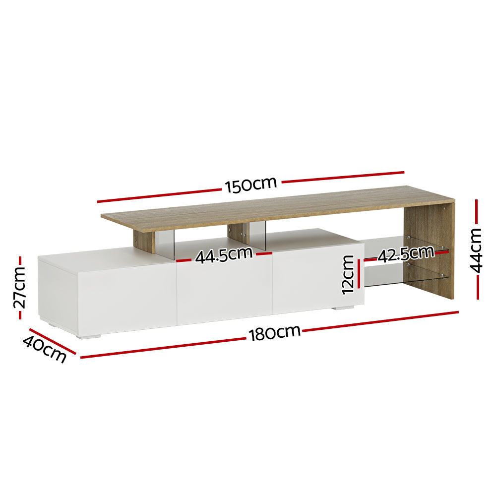 Atlas TV Cabinet Entertainment Unit – White & Wood – 180 cm