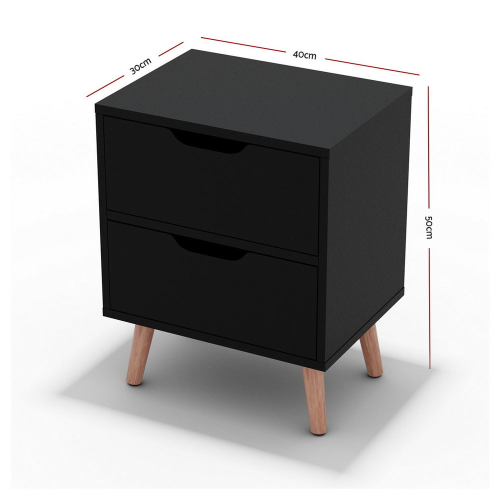 Boden Bedside Table – Black – 2 Drawers