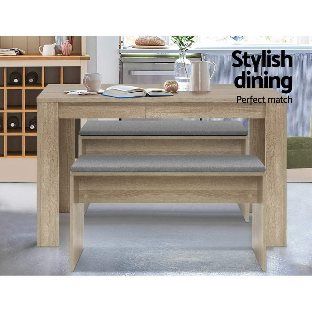 Haywood Cushioned Dining Bench – Oak – 90 cm