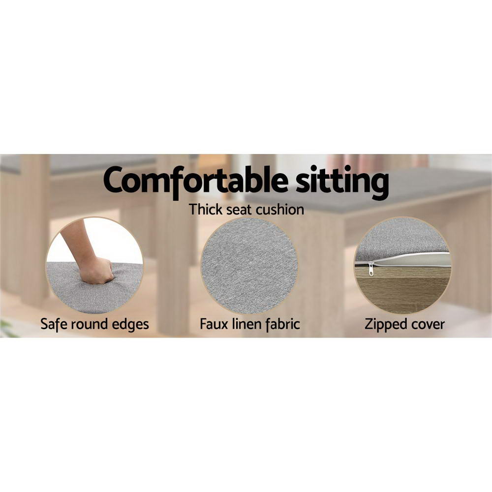 Haywood Cushioned Dining Bench – Oak – 90 cm