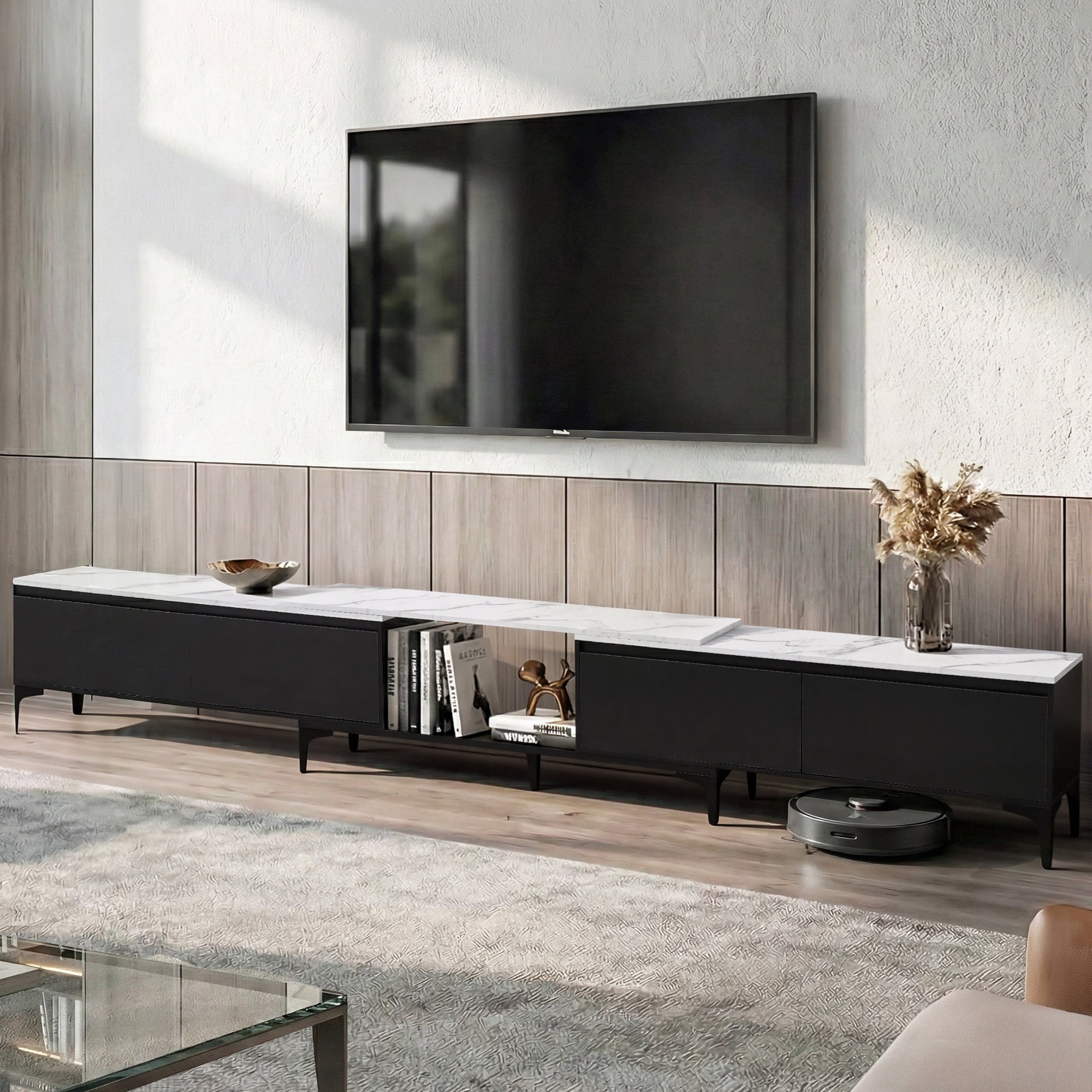 Cove TV Cabinet Entertainment Unit Stand Extendable Black