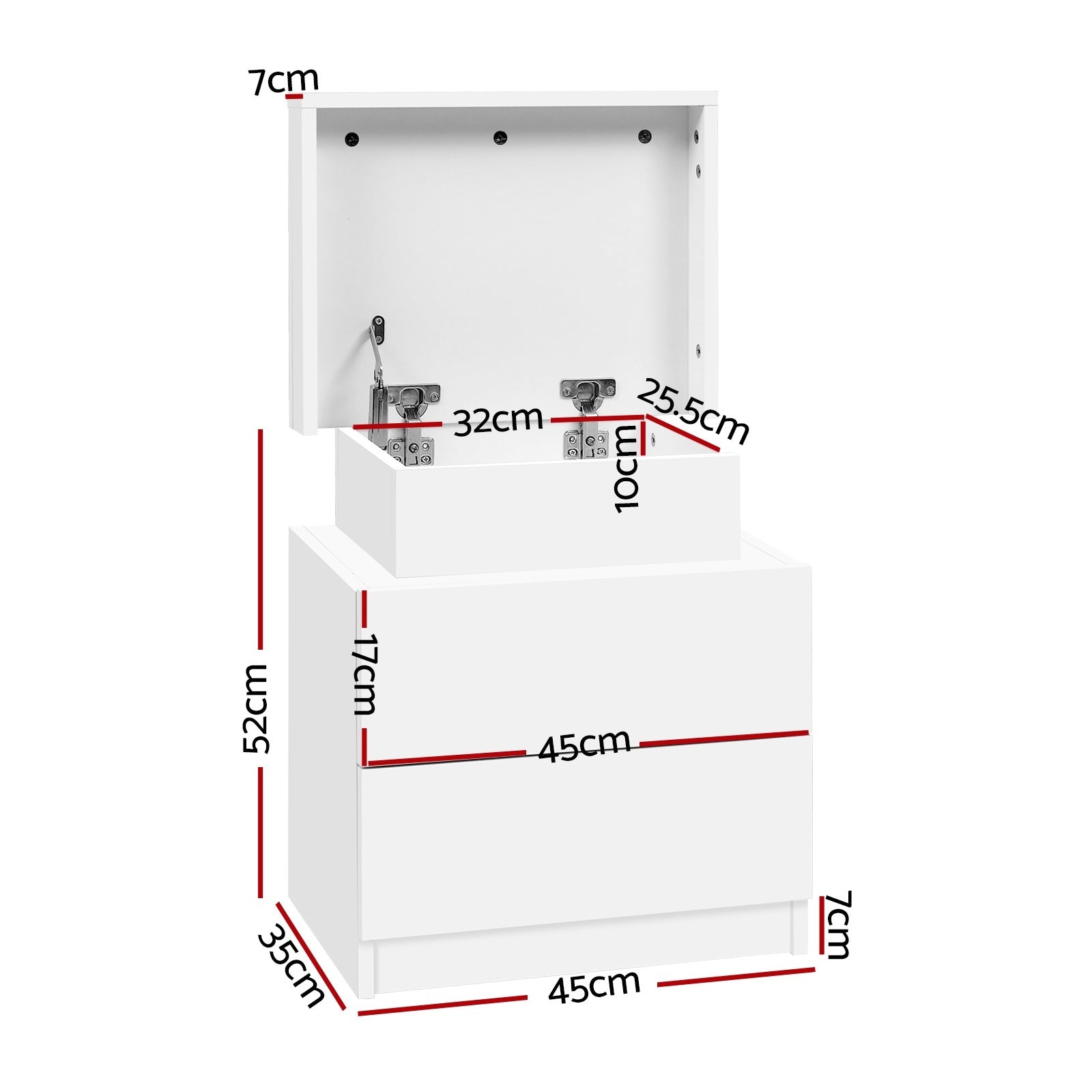 Atlas Bedside Tables – White – Set of 2