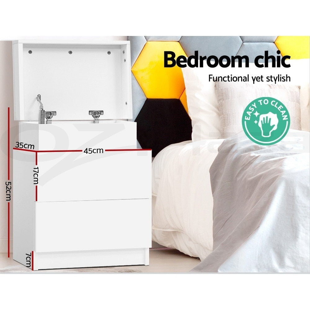 Atlas Bedside Tables – White – Set of 2