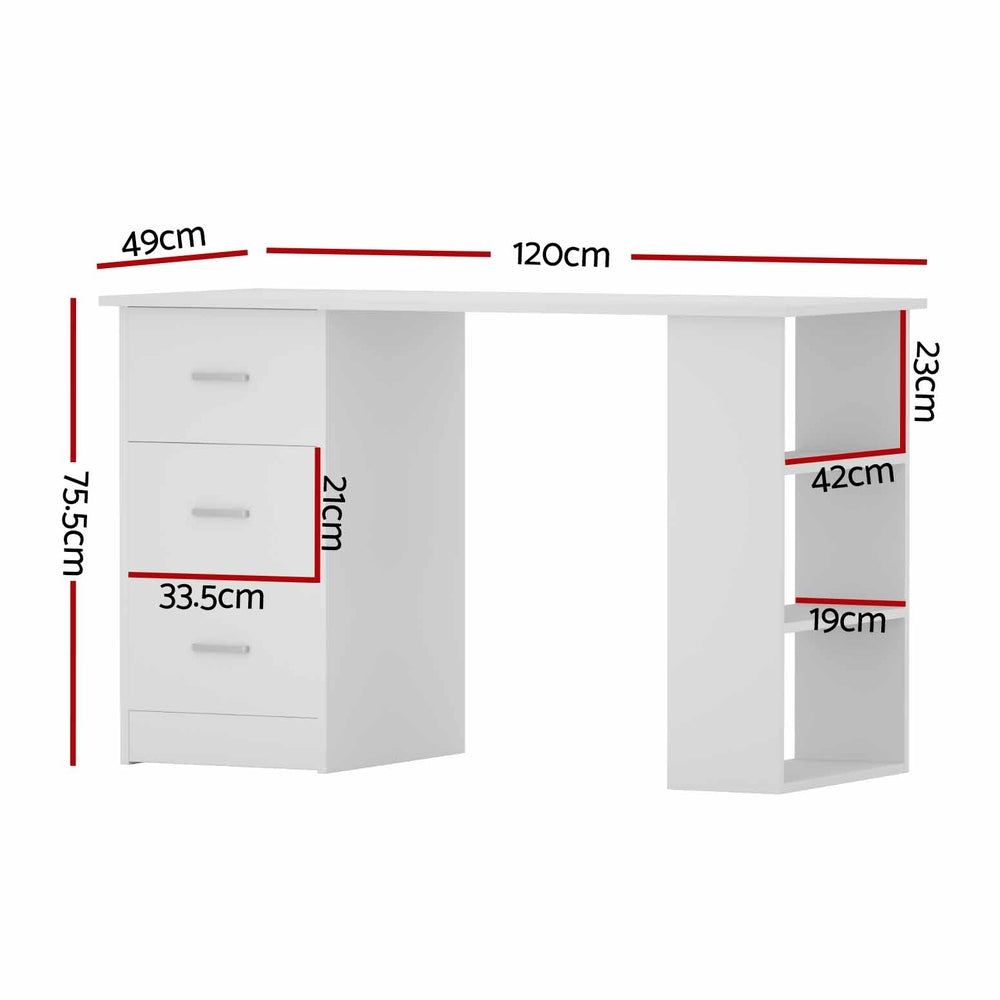 Mason Computer Desk with Storage – White – 120 cm