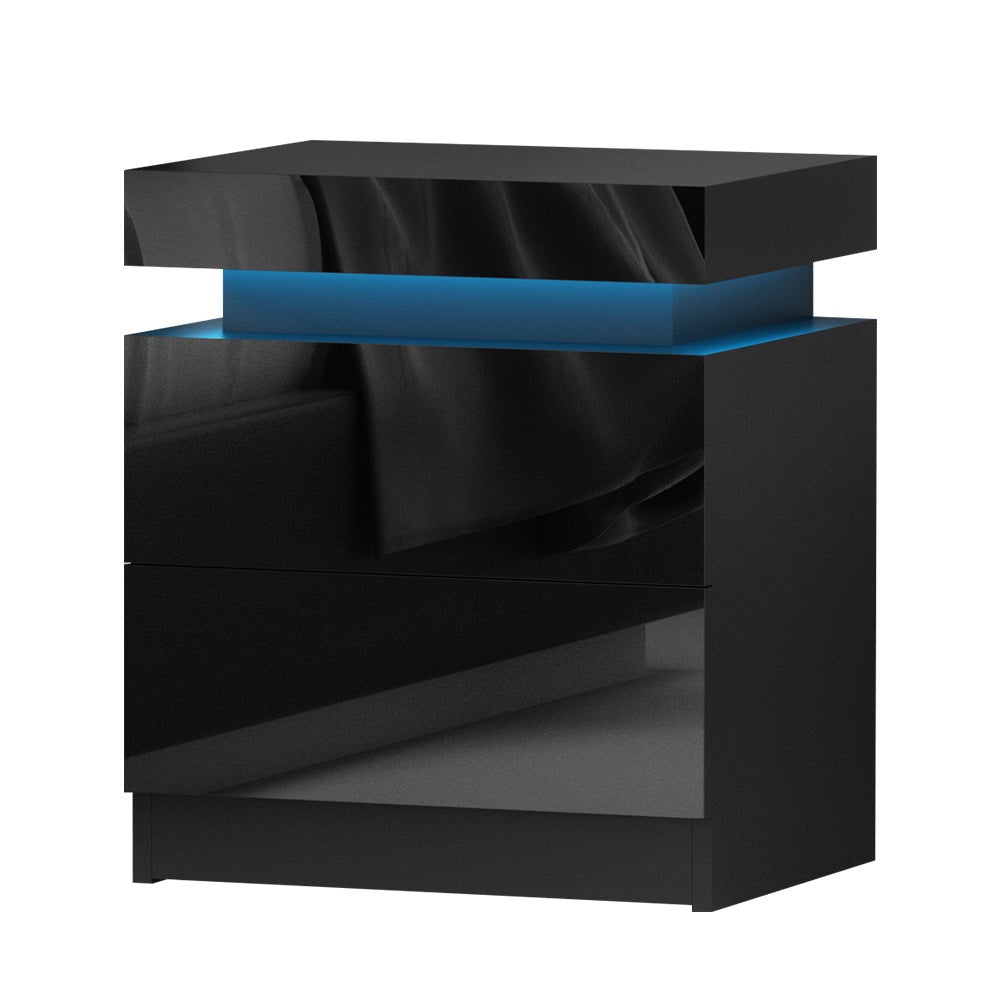 Cove LED Bedside Tables – Black – Set of 2