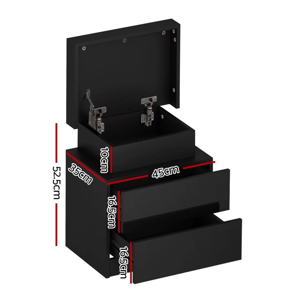 Cove LED Bedside Tables – Black – Set of 2