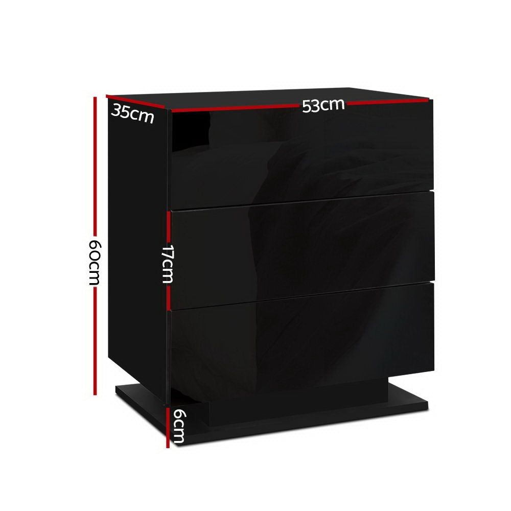 Atlas LED Bedside Tables – Black – Set of 2