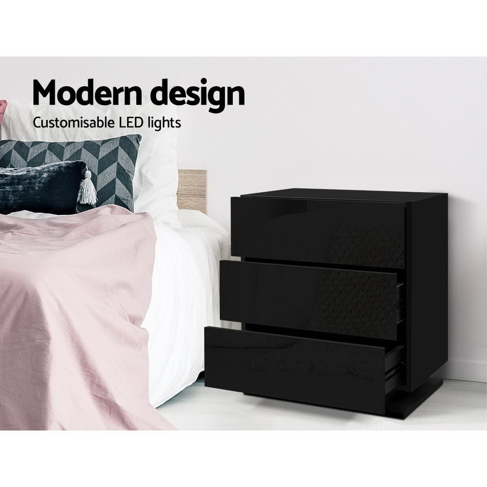 Atlas LED Bedside Tables – Black – Set of 2