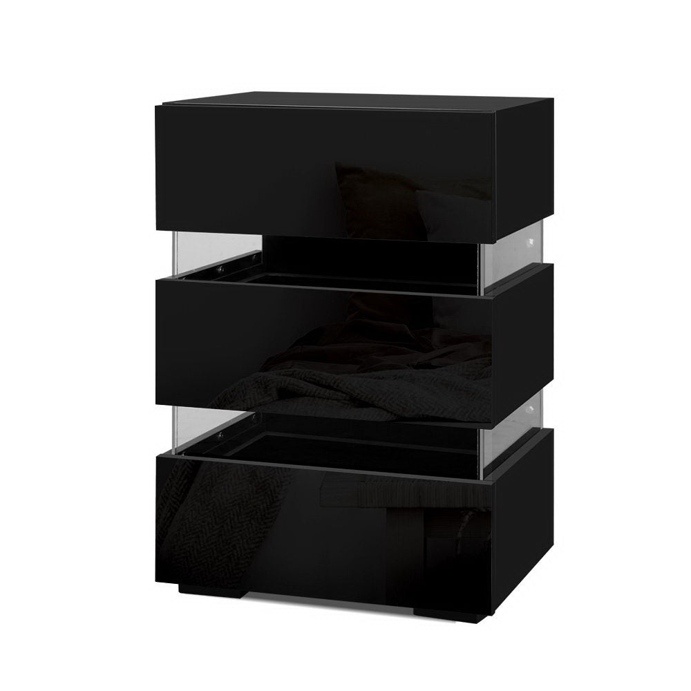 Nova LED Bedside Tables – Black – Set of 2