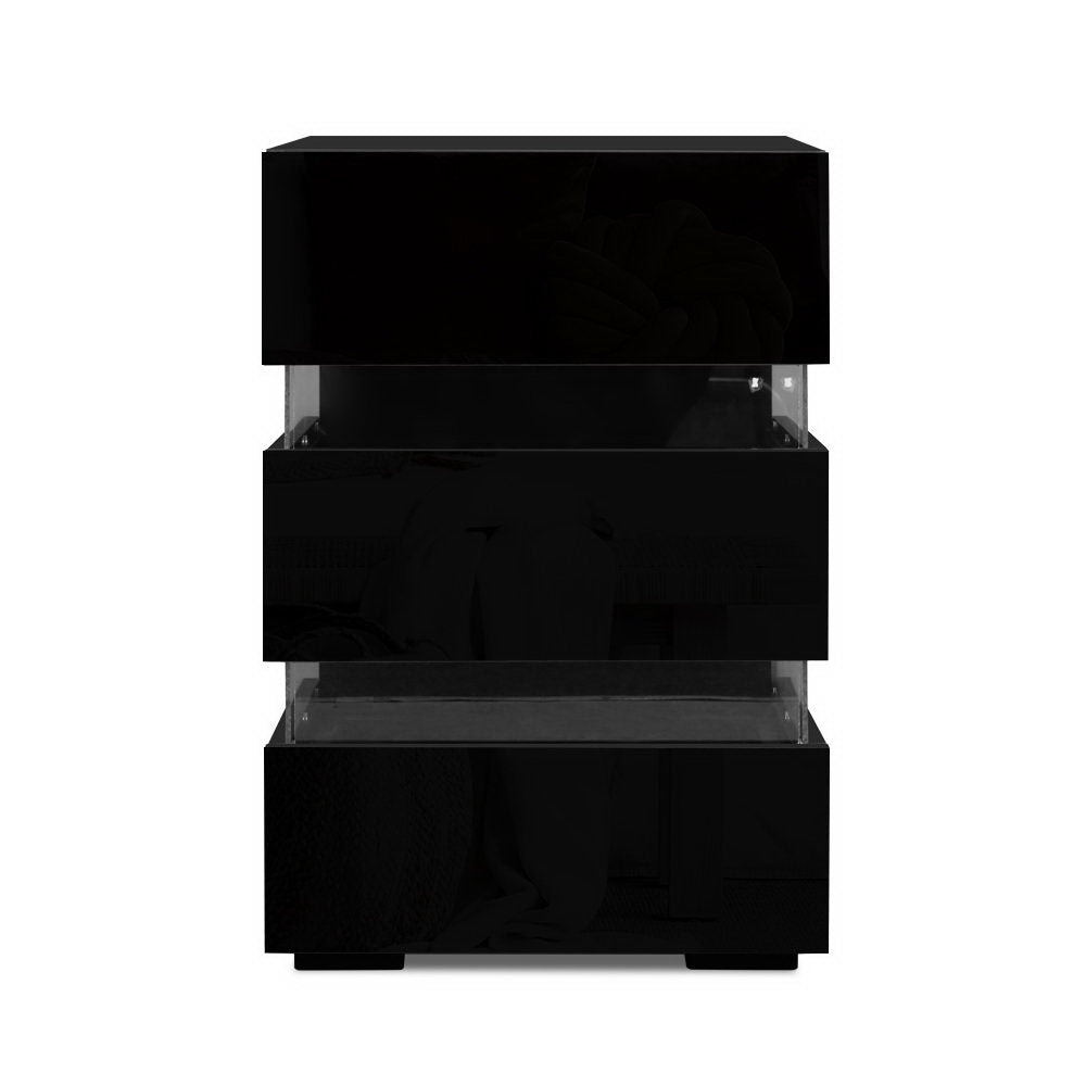 Nova LED Bedside Tables – Black – Set of 2