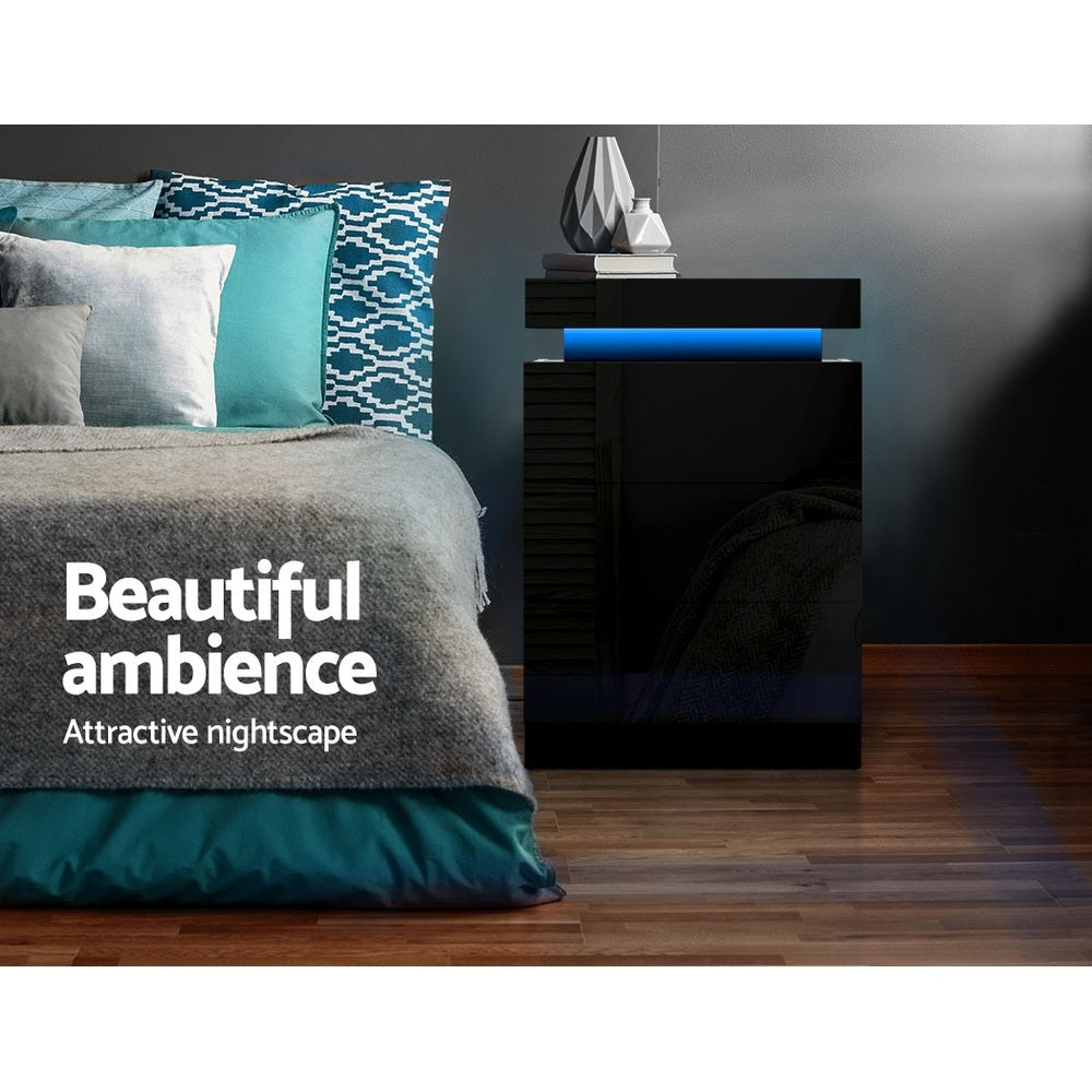 Arlo LED Bedside Tables – Black – Set of 2