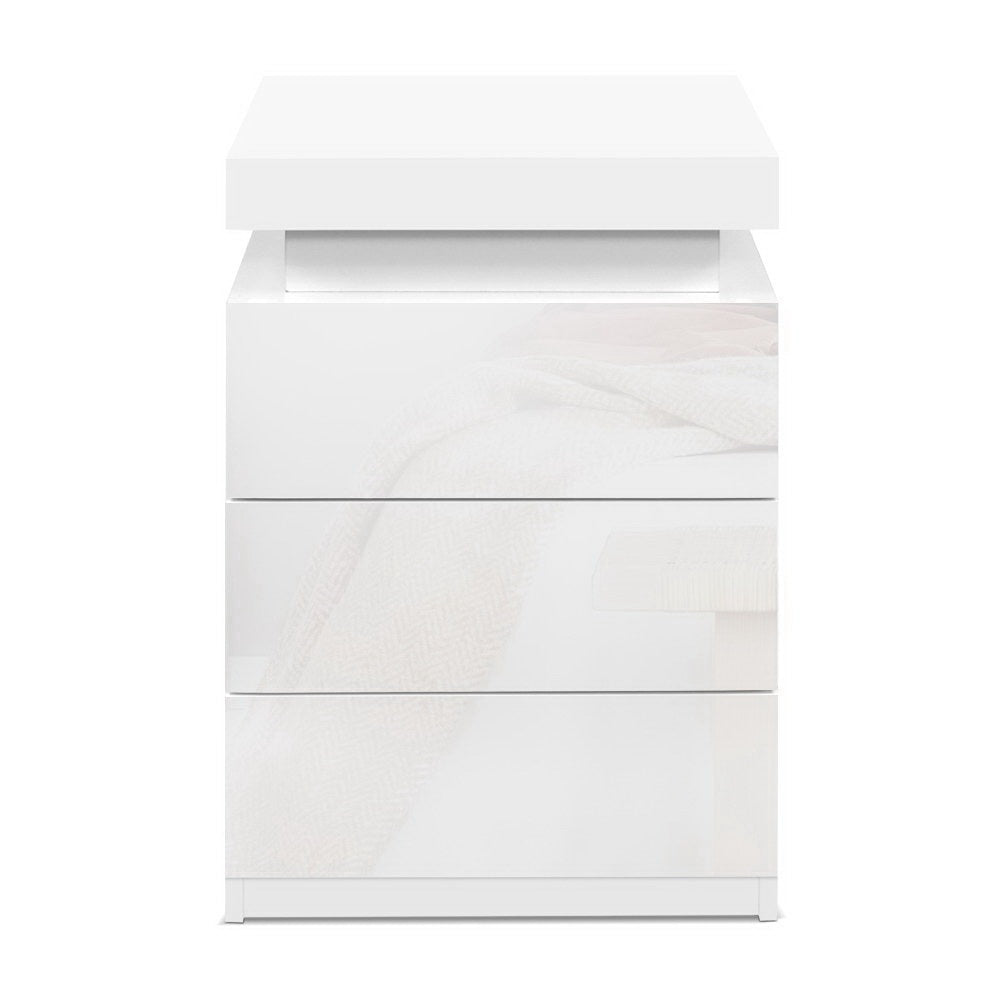 Nova LED Bedside Tables – White – Set of 2
