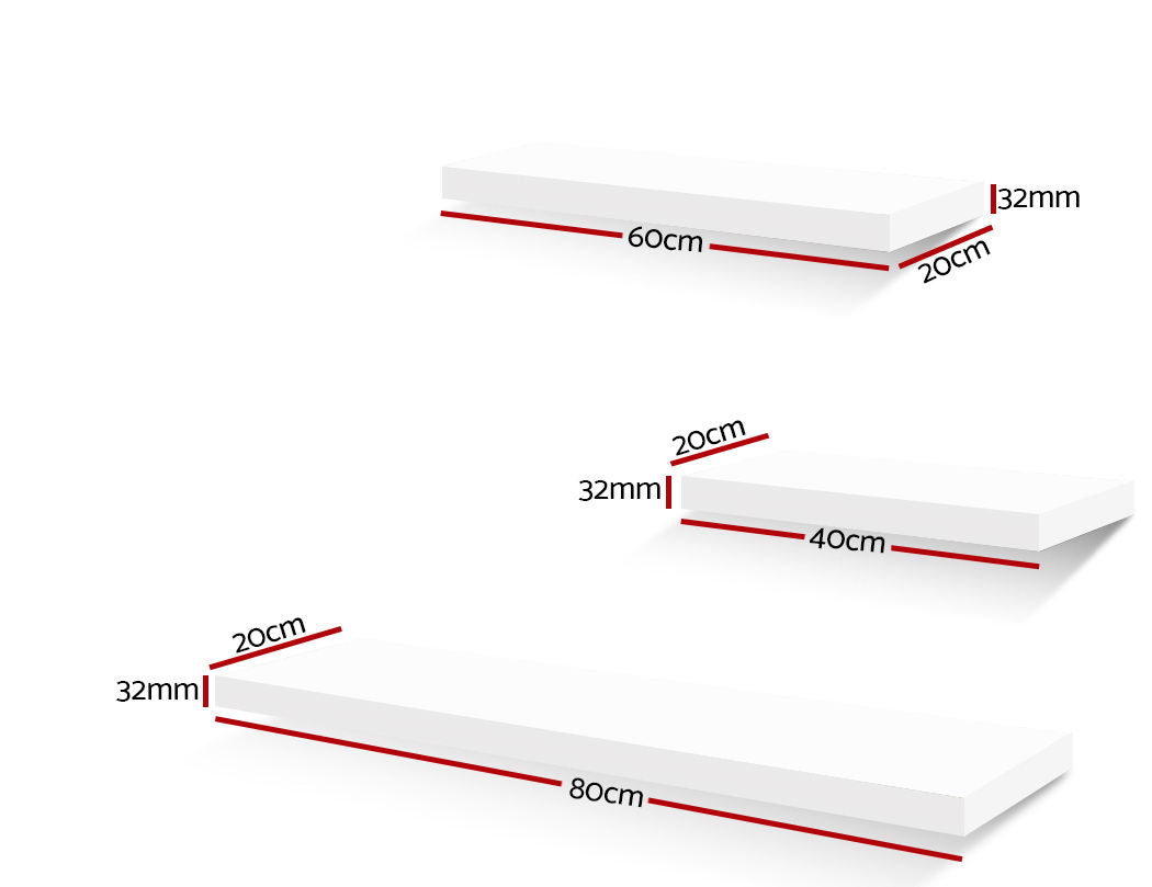 Nexora Floating Wall Shelves – White – Set of 3