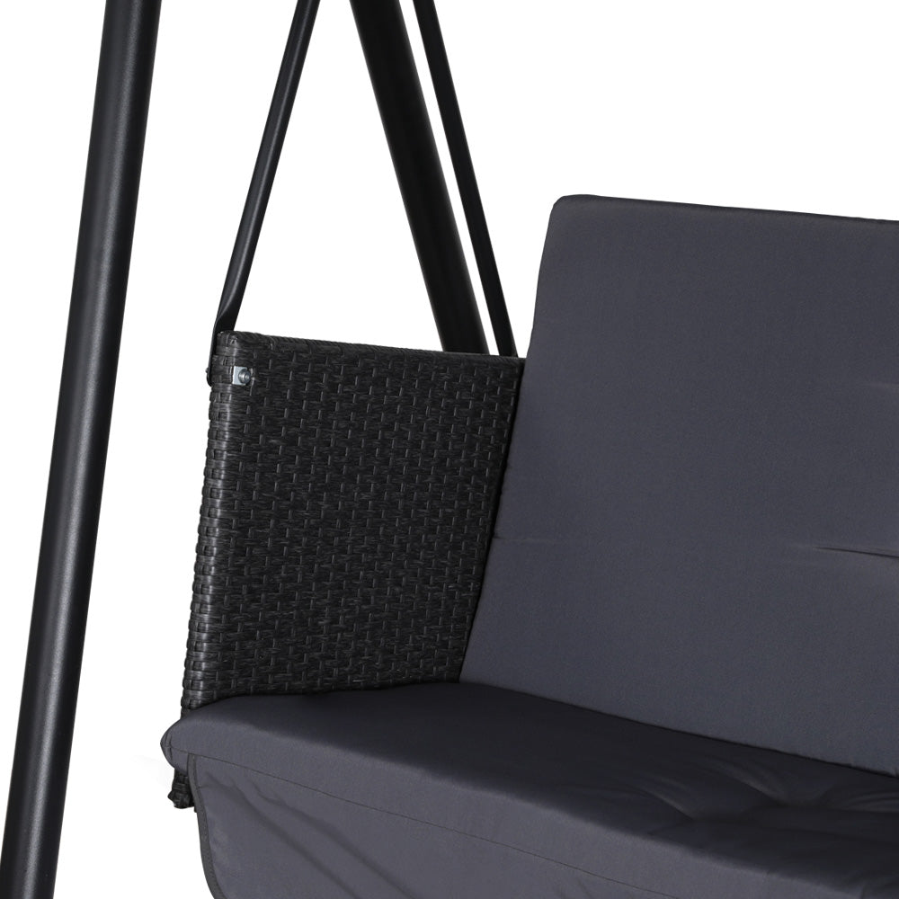 Cordelia Rattan Swing Chair – Grey – 3 Seater