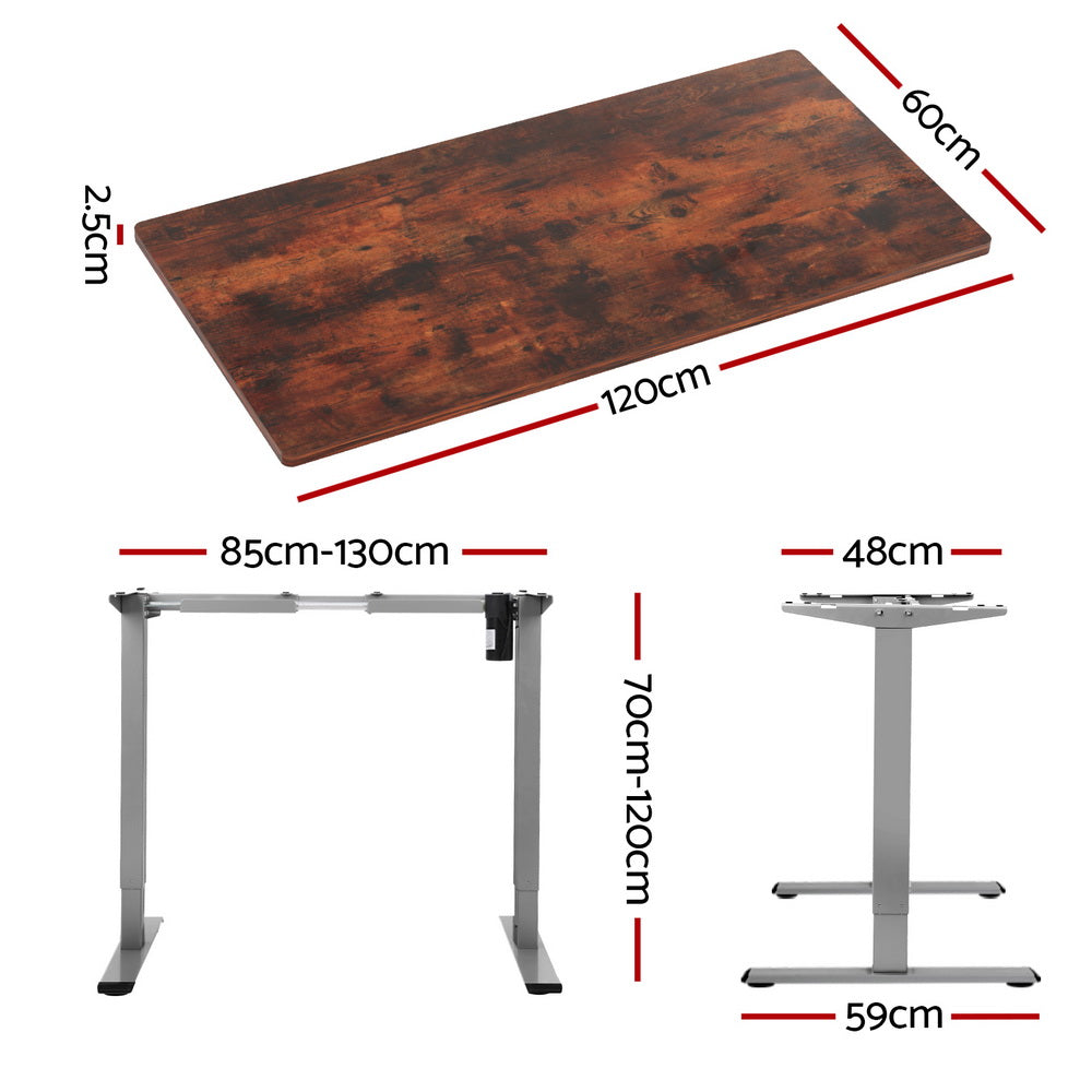Nara Electric Sit Stand Desk – Brown / Wood – 120 cm