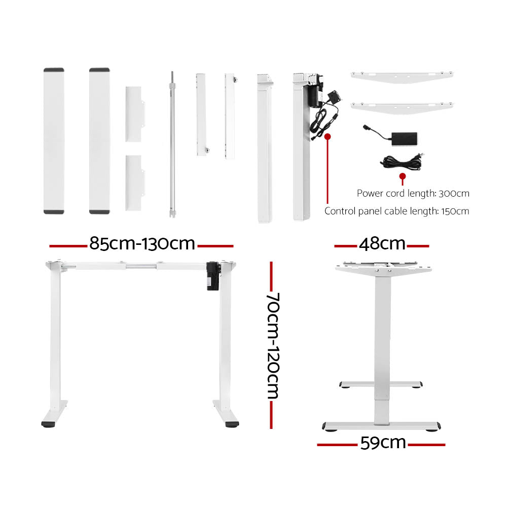 Keiran Electric Standing Desk – White & Rustic Brown – 140 cm