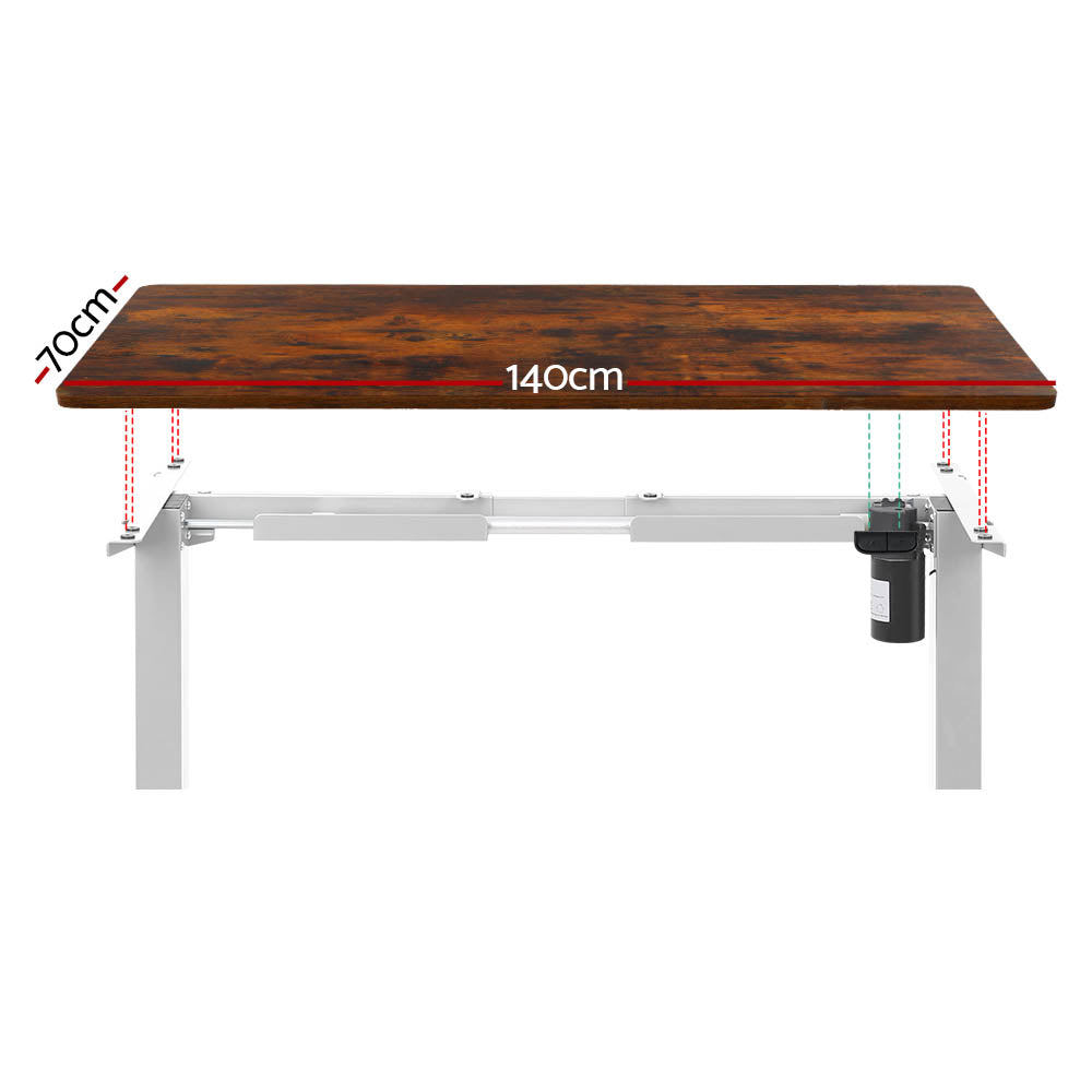 Keiran Electric Standing Desk – White & Rustic Brown – 140 cm