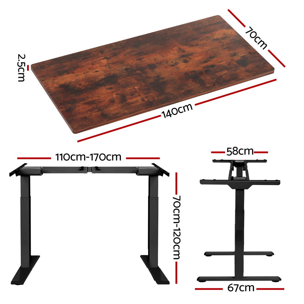 Alderon Electric Sit Stand Desk – Rustic Brown – 140 cm