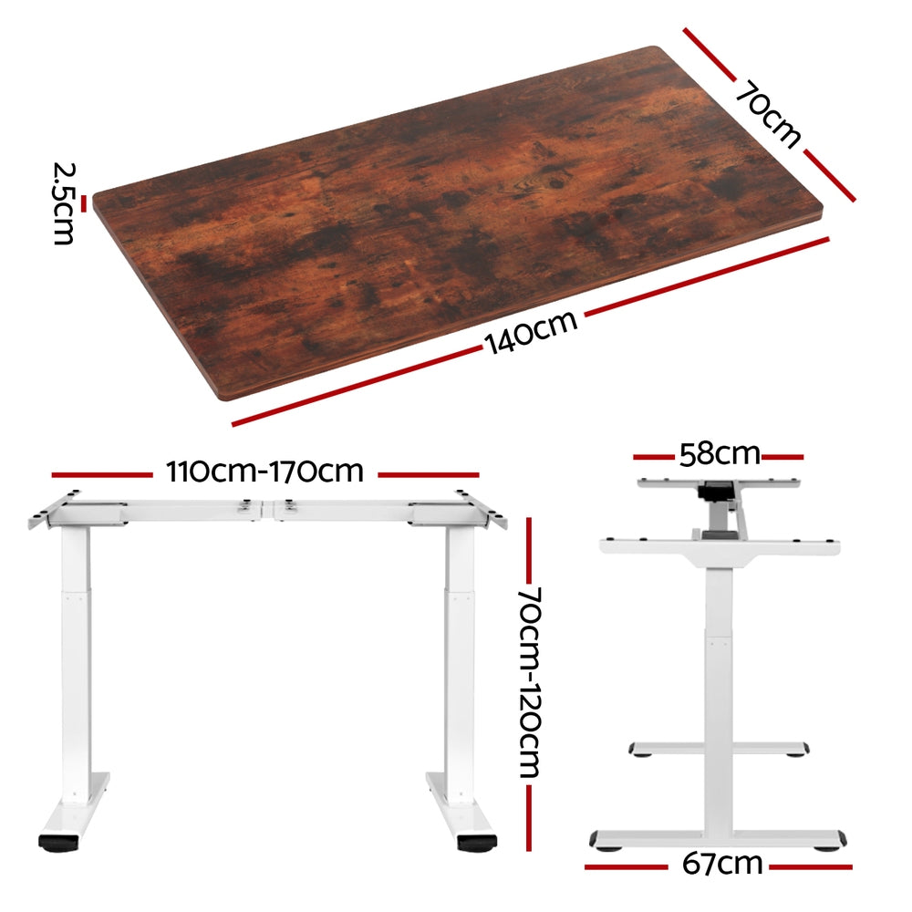 Fiora Electric Sit Stand Desk – Brown / Wood – 140 cm