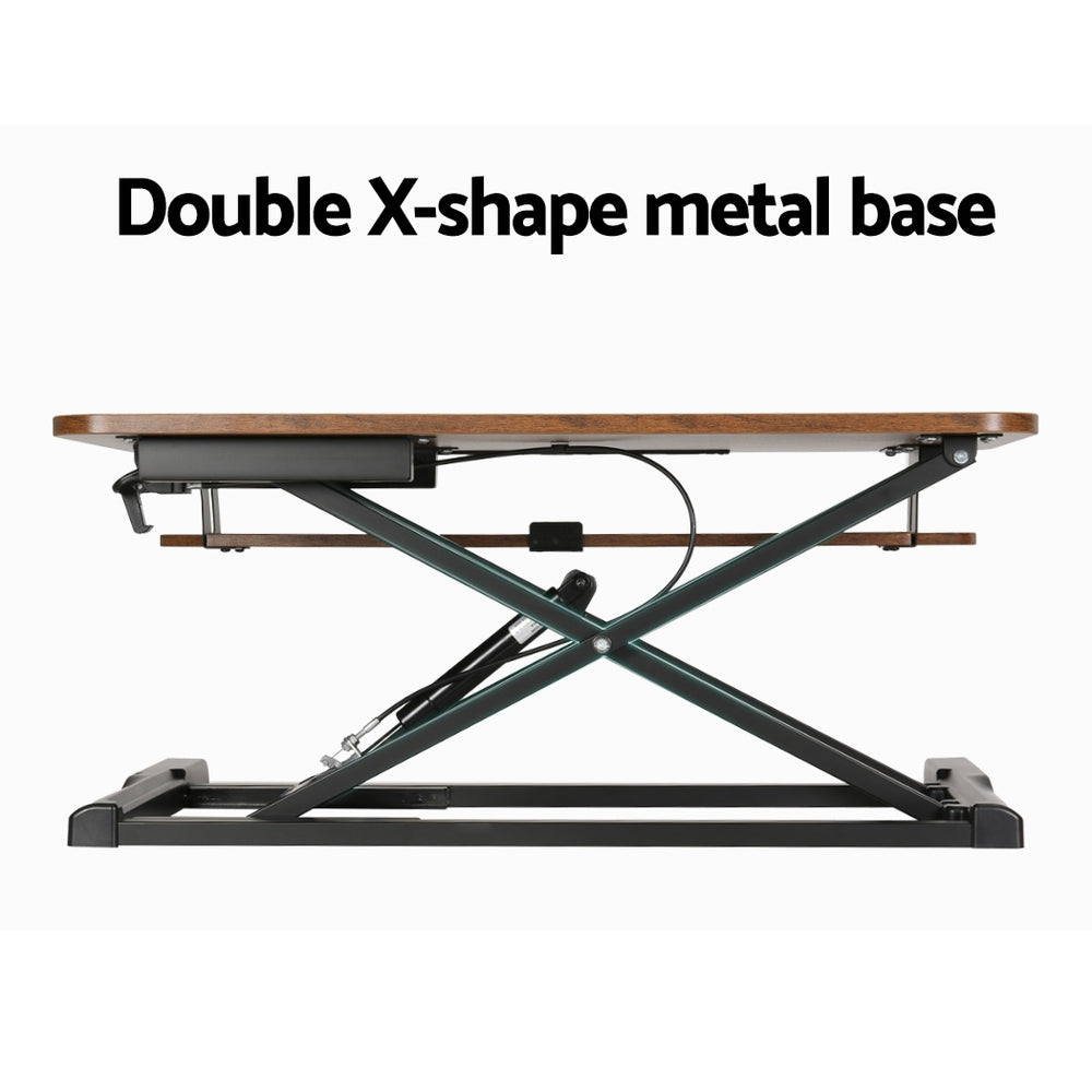 Marston Height Adjustable Desk Riser – Rustic Brown – 80 cm
