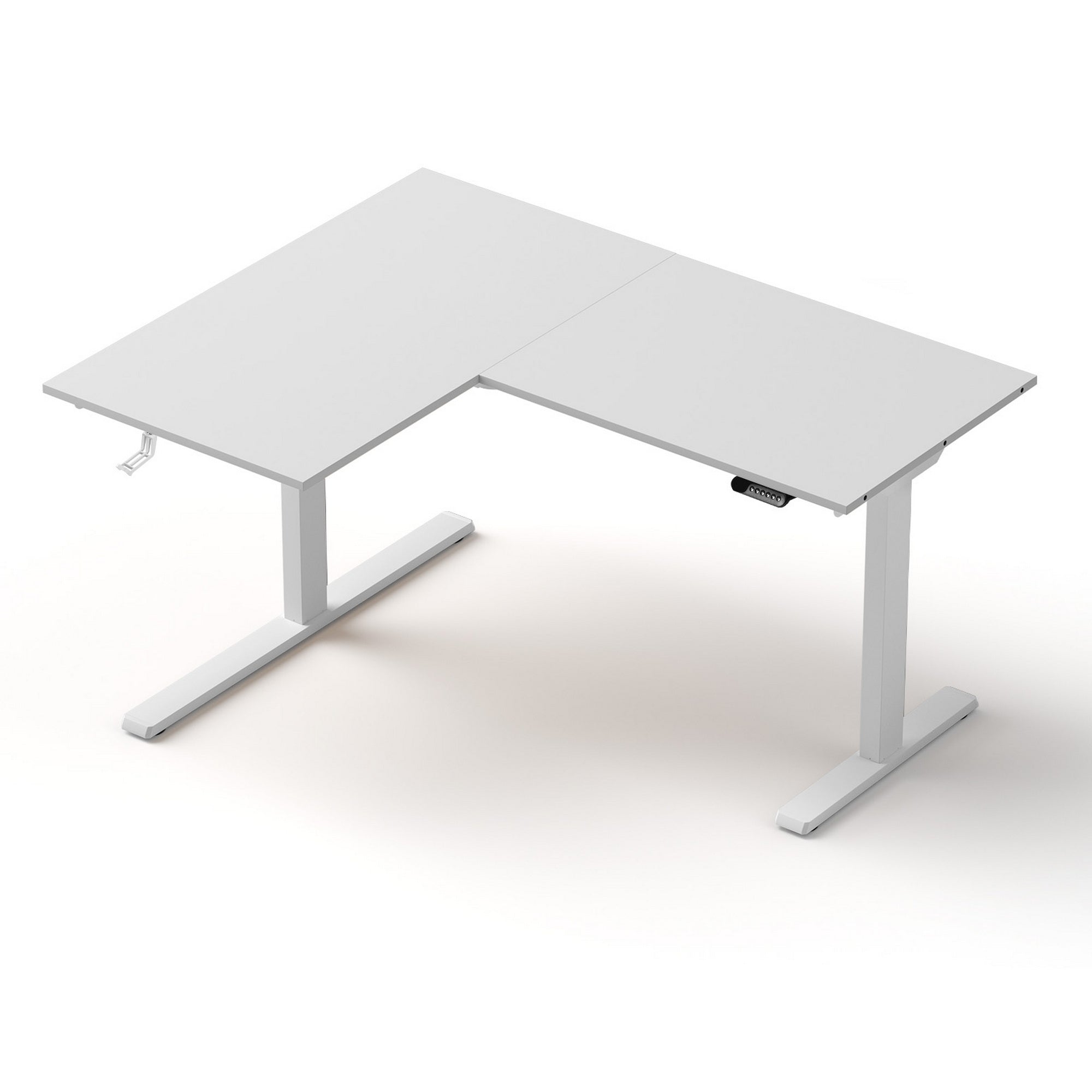 Haven L - Shape Standing Desk Sit Stand Up Height Adjustable Electric Motorised White