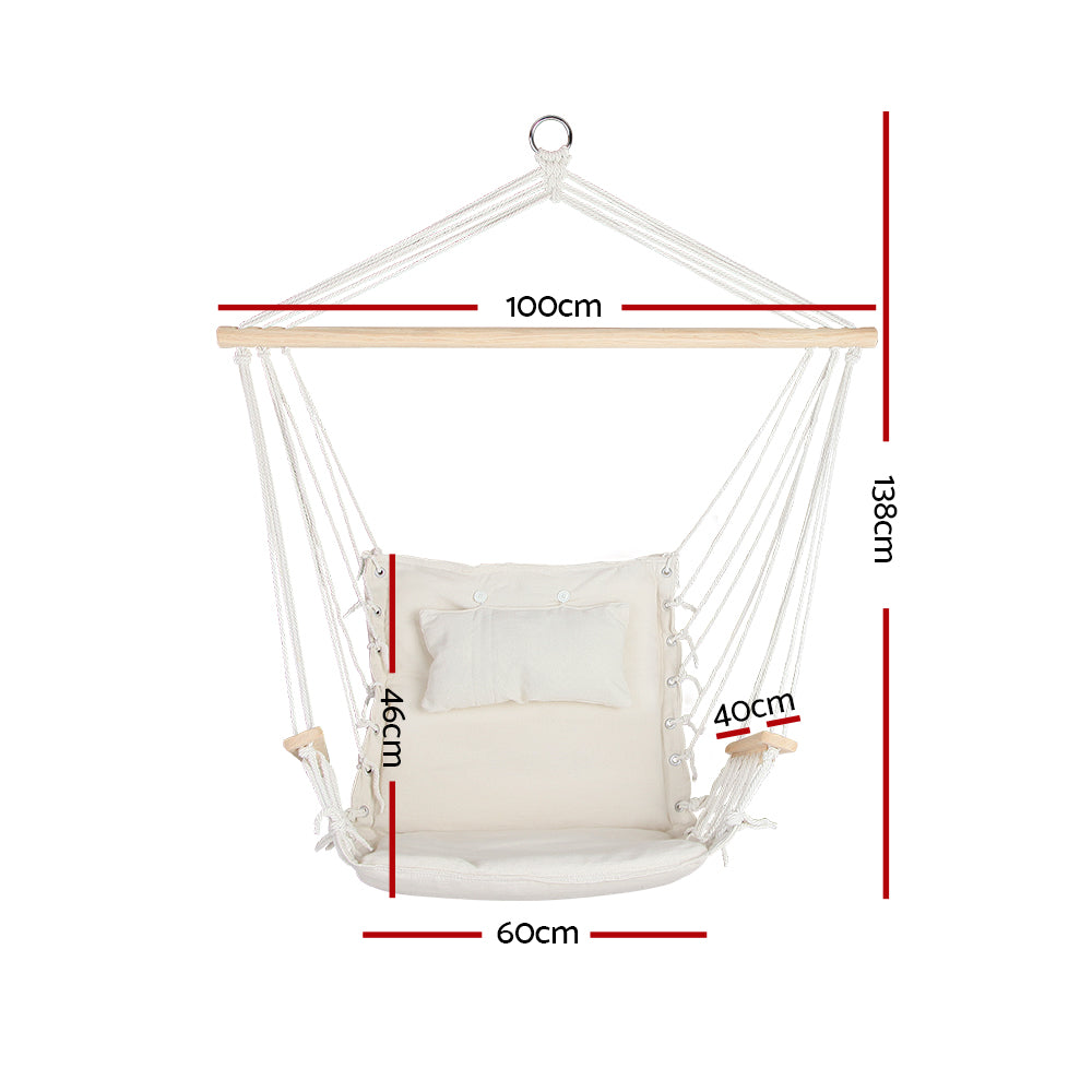 Sienna Hanging Hammock Chair – Cream – 138 cm
