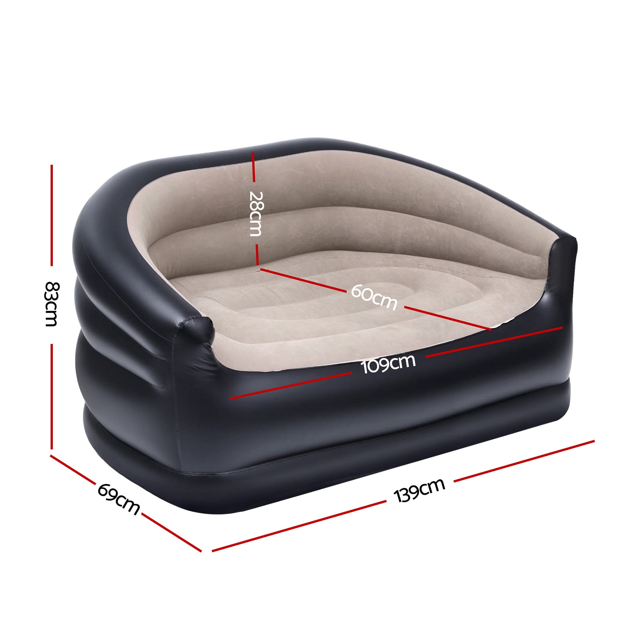 Harmony Inflatable Two-Seater Sofa – Brown – 2 Seaters