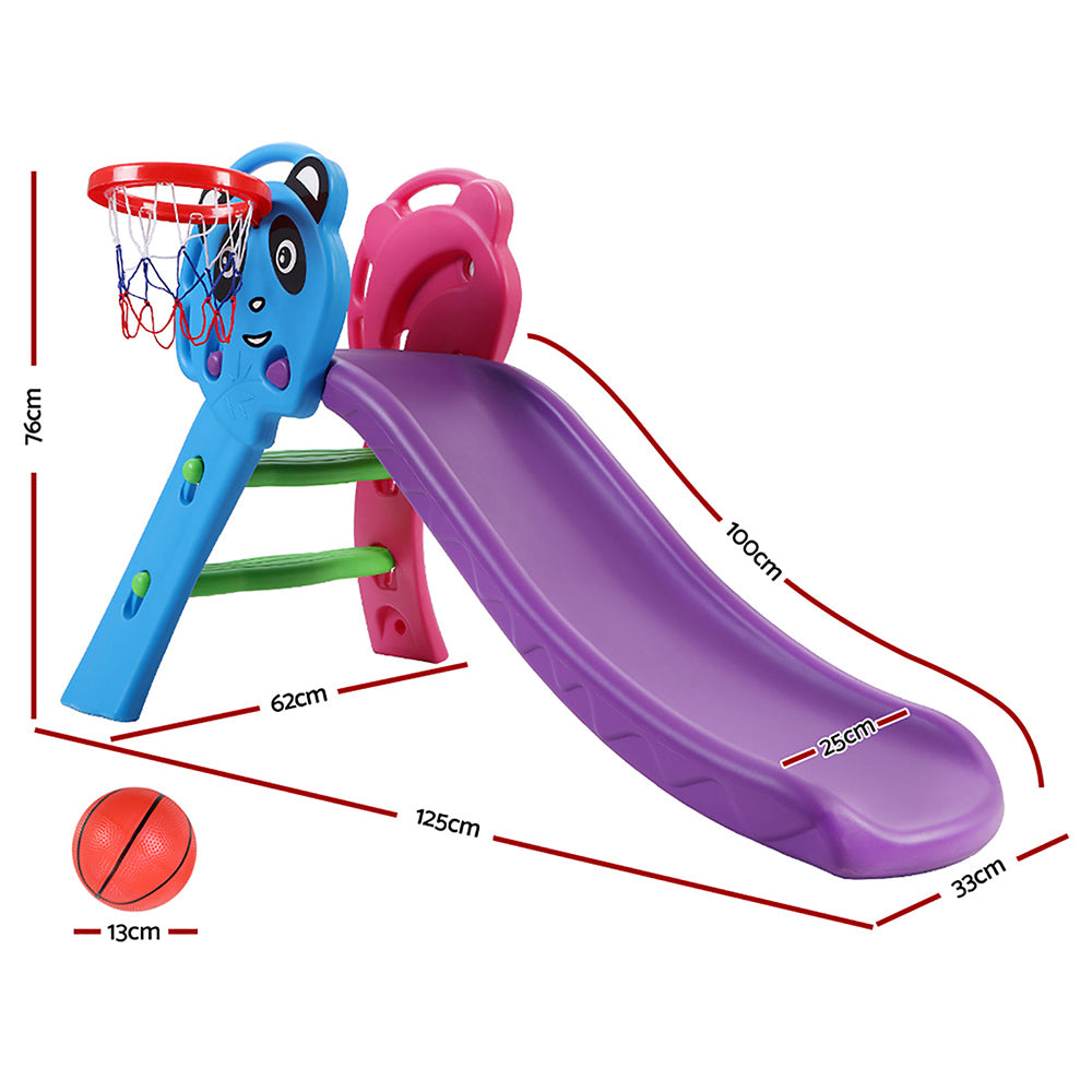 Nara Kids Slide with Basketball Hoop – Blue – 125 cm