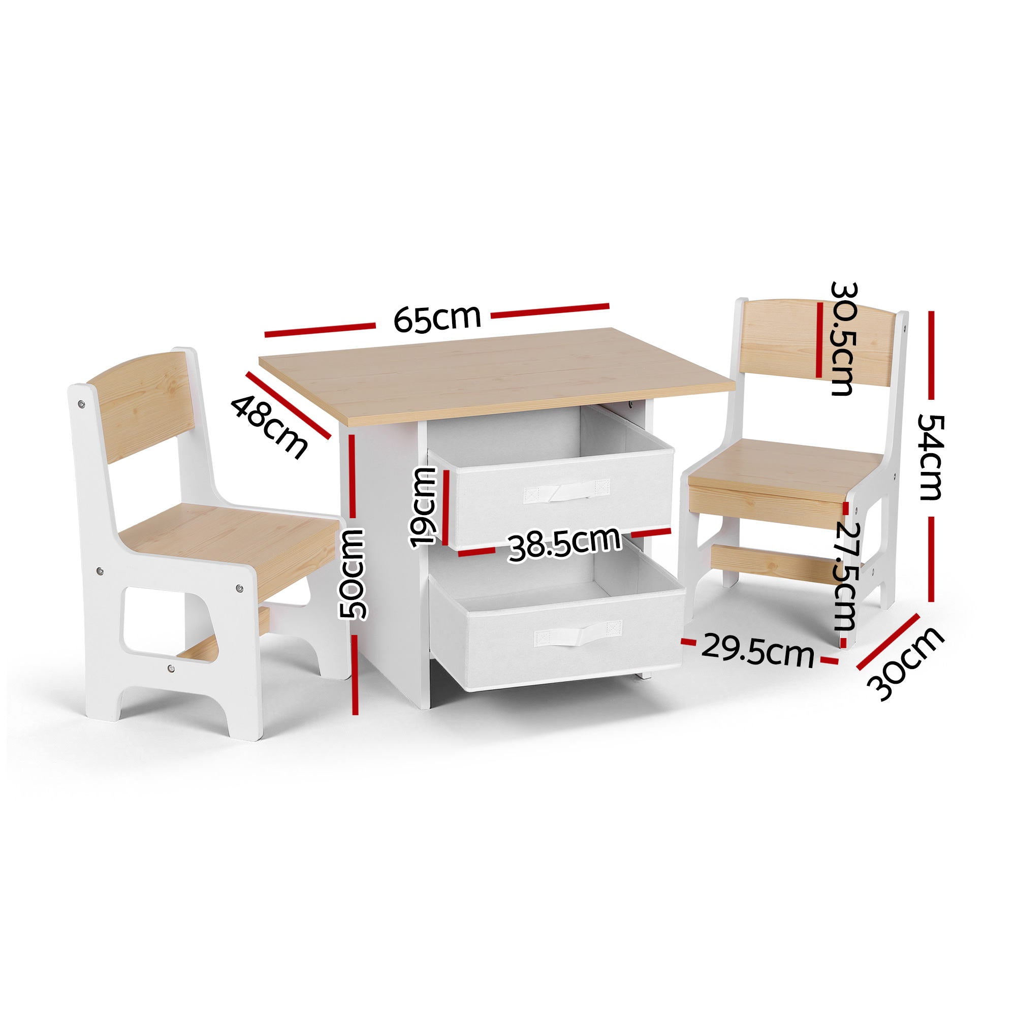 Marlo Kids Activity Table Set with Storage – Natural – 3 Piece