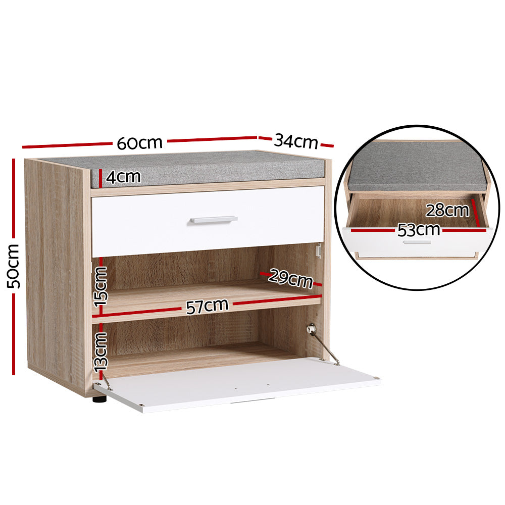 Veston Shoe Storage Bench – White – 60 cm