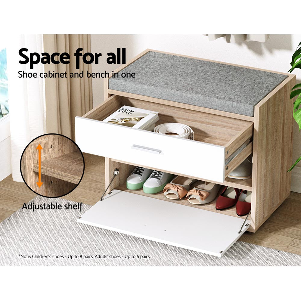 Veston Shoe Storage Bench – White – 60 cm