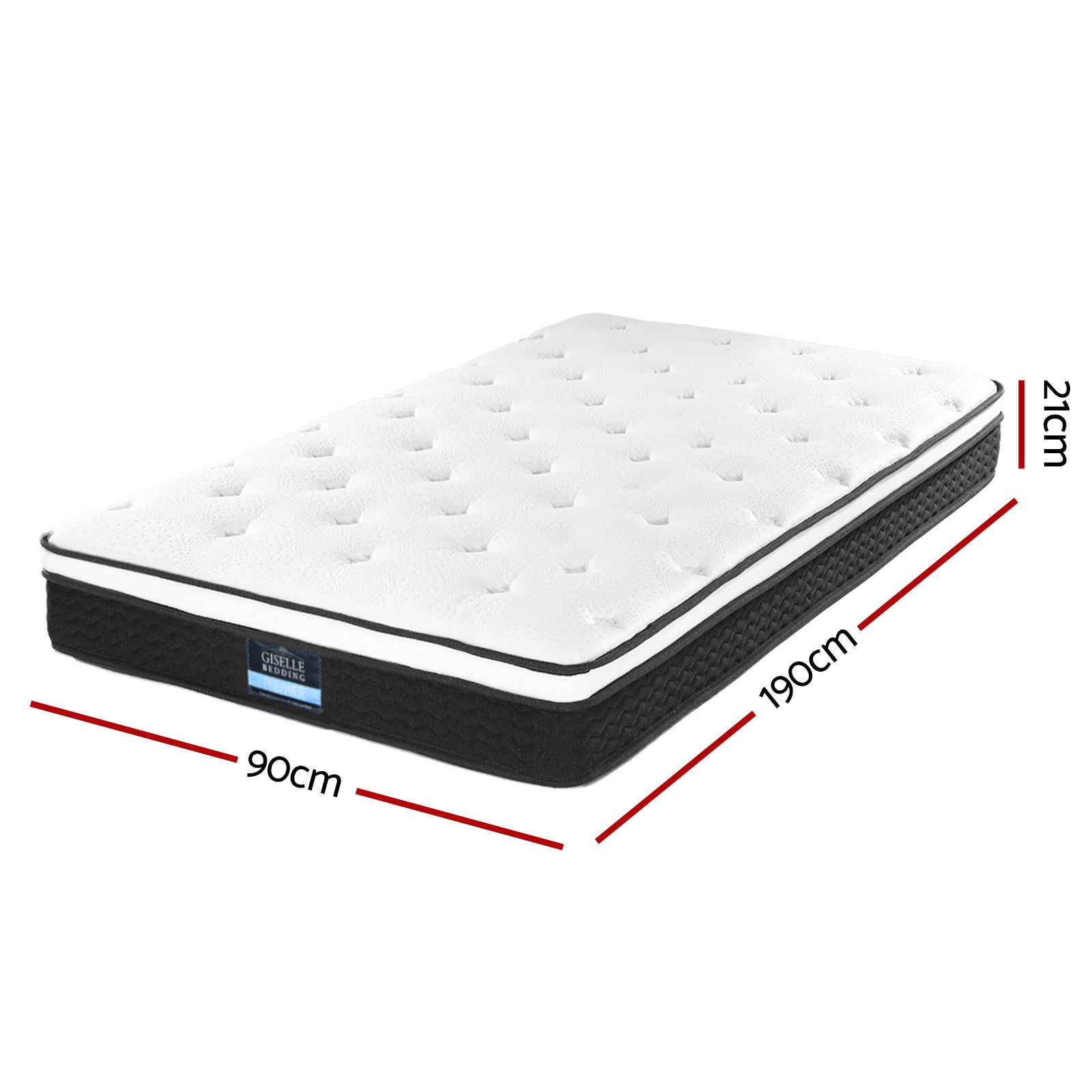 Bonita Euro Top Bonnell Spring Mattress – White – Single