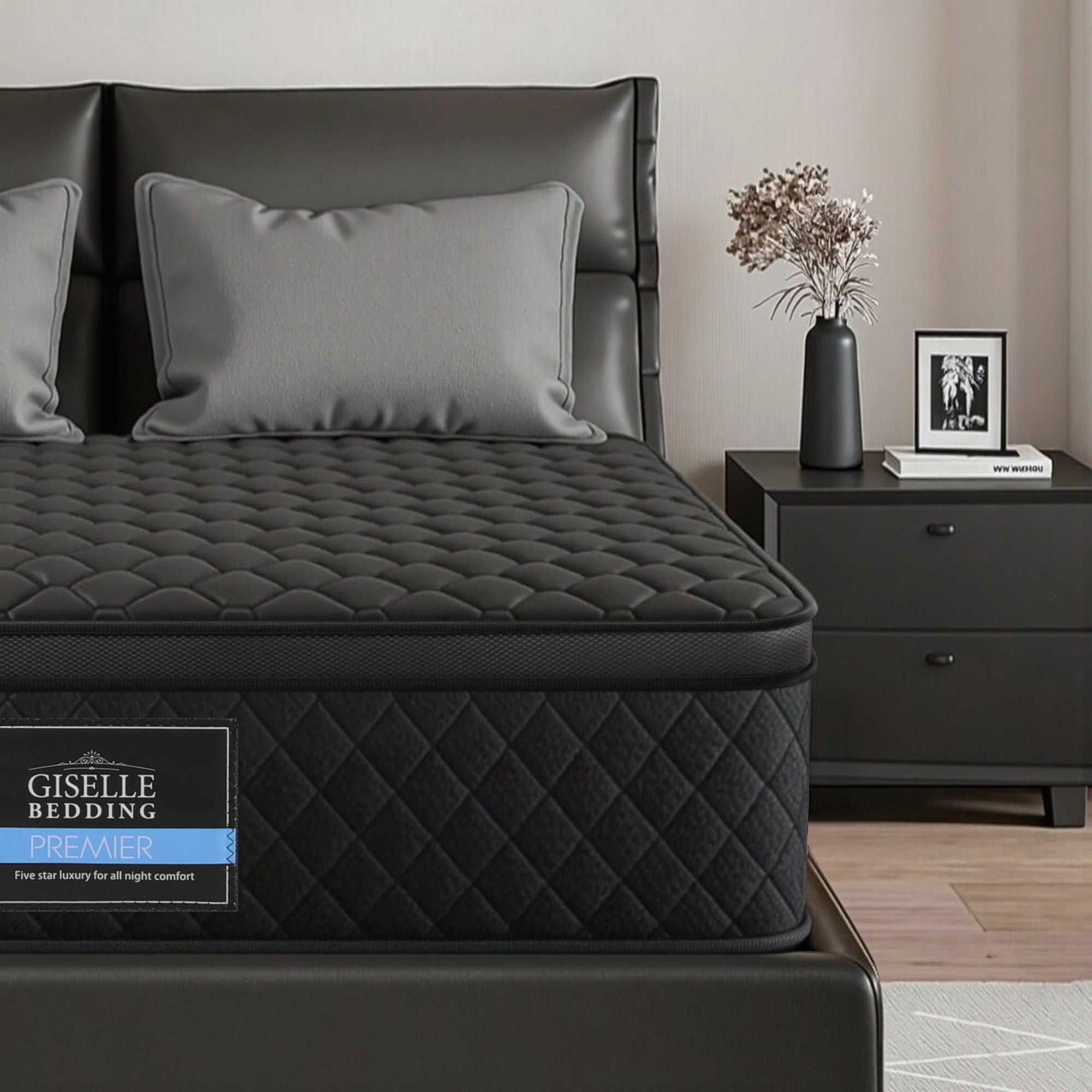 Atlas Mattress 34cm Euro Top with 5 - Zone Pocket Spring Support Black – Double