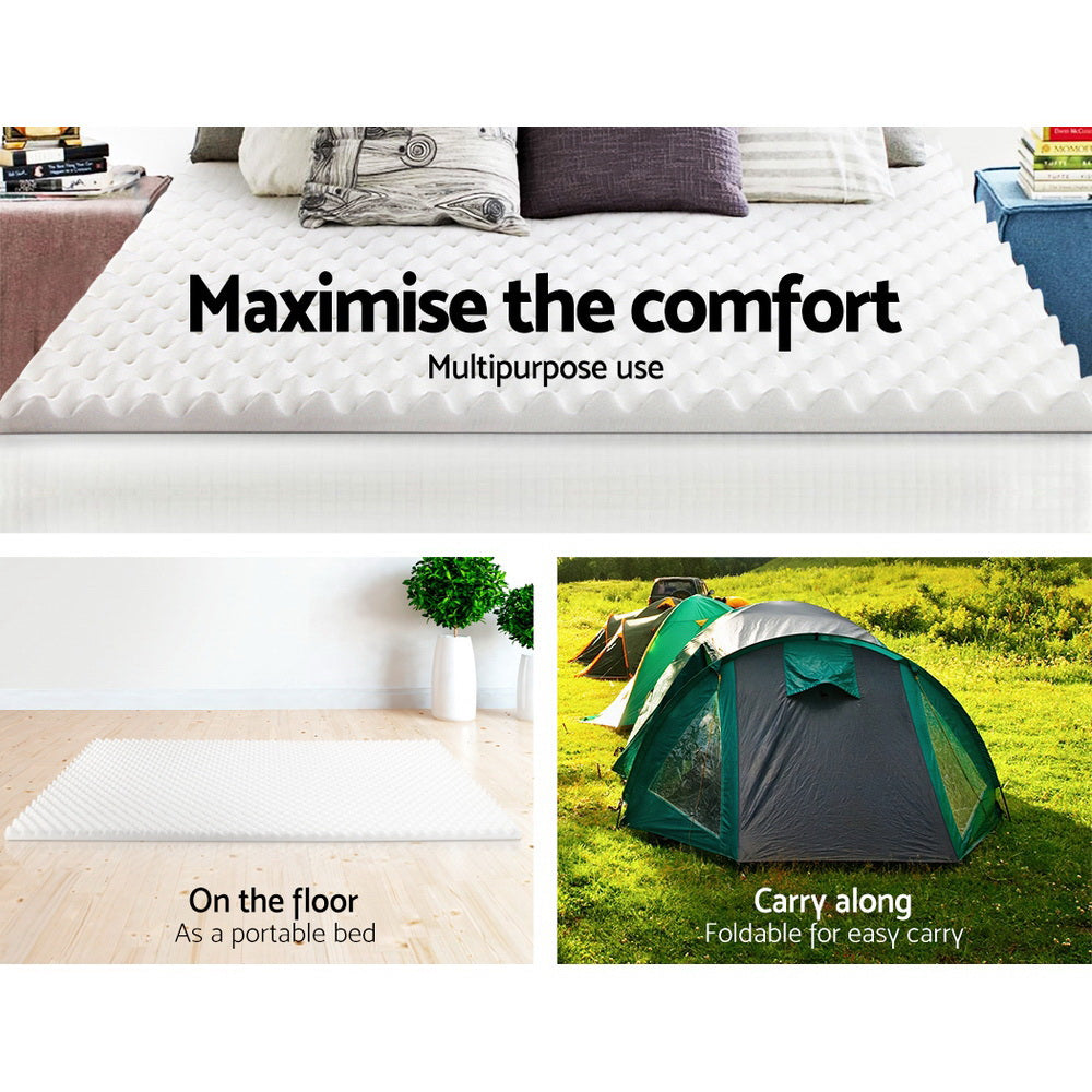 Nara Egg Crate Foam Mattress Topper – White – King