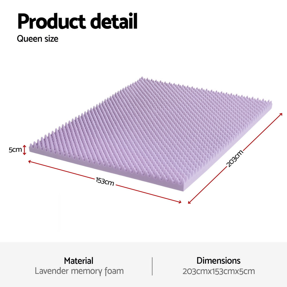 Luna Memory Foam Mattress Topper – White – Queen