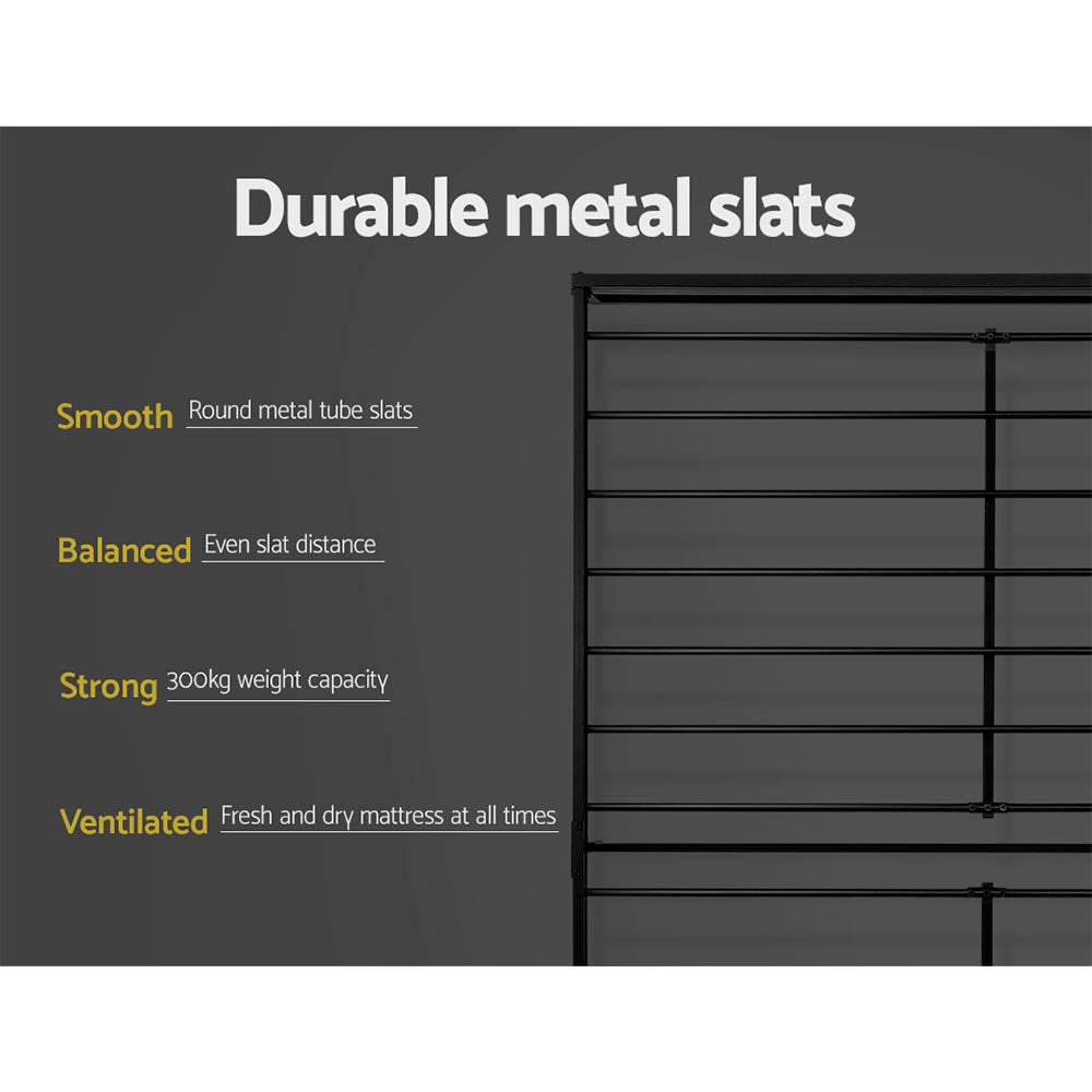 Hudson Metal & Wood Bed Frame – Black & Brown – Double