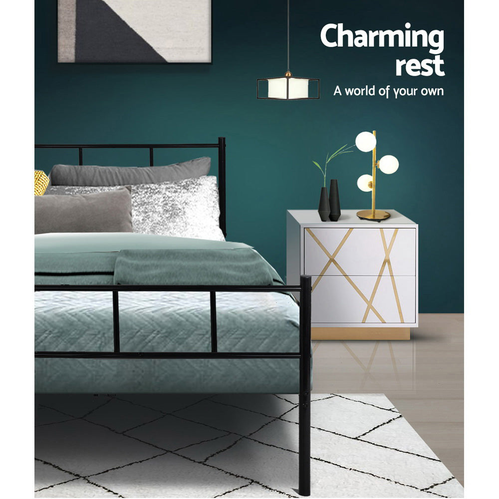 Alderon Metal Bed Frame – Black – Single