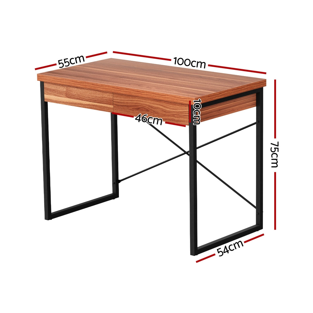 Brighton Computer Desk with Drawers – Walnut – 100 cm