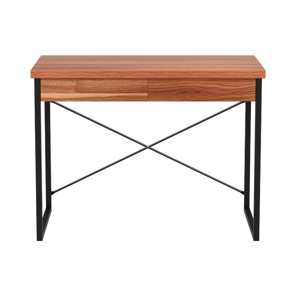 Brighton Computer Desk with Drawers – Walnut – 100 cm