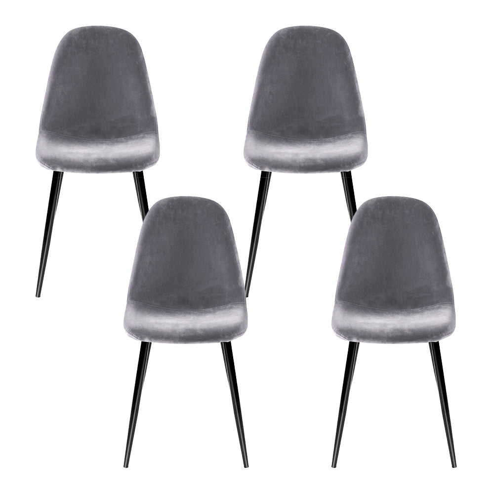 Slope Velvet Dining Chairs – Grey – Set of 4