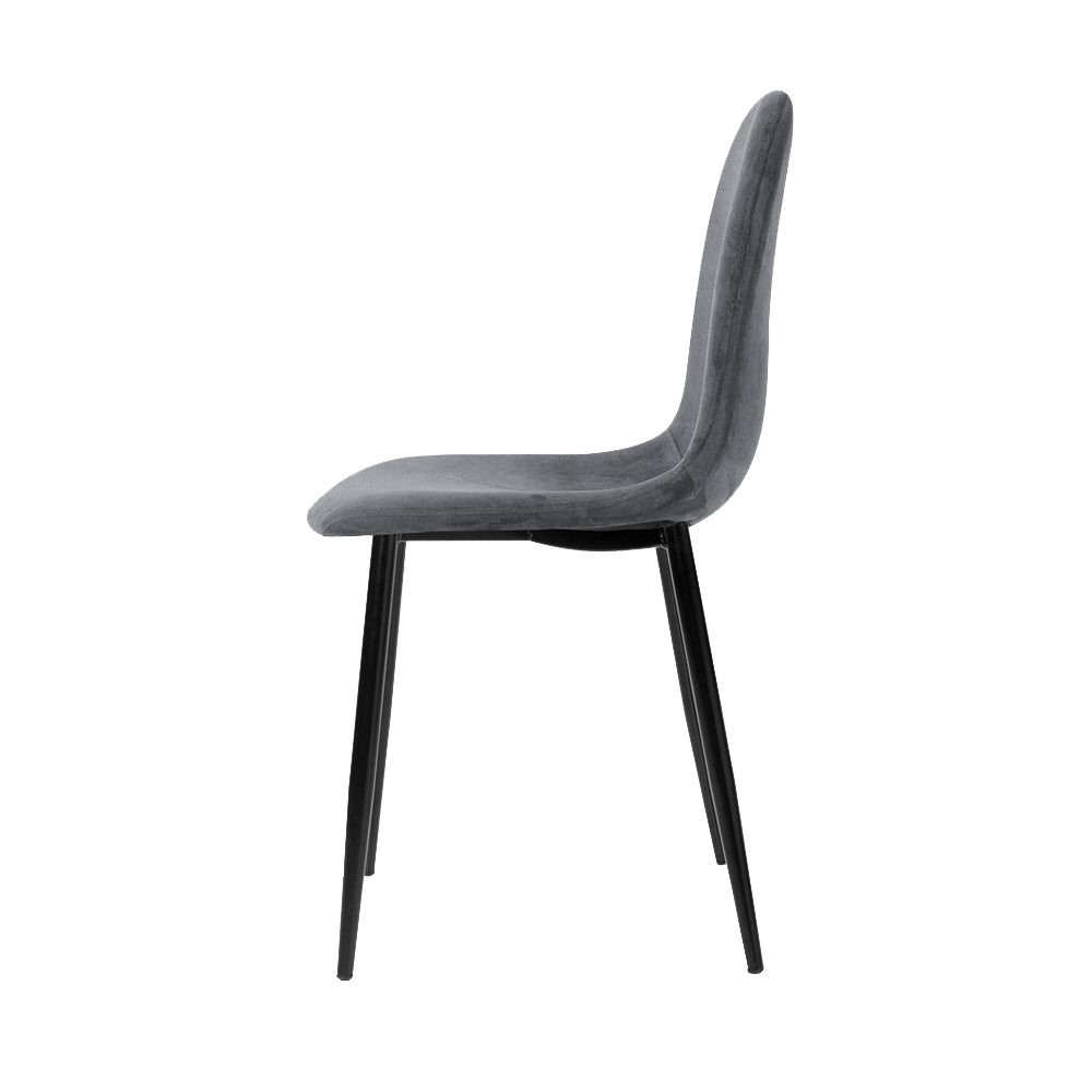 Slope Velvet Dining Chairs – Grey – Set of 4
