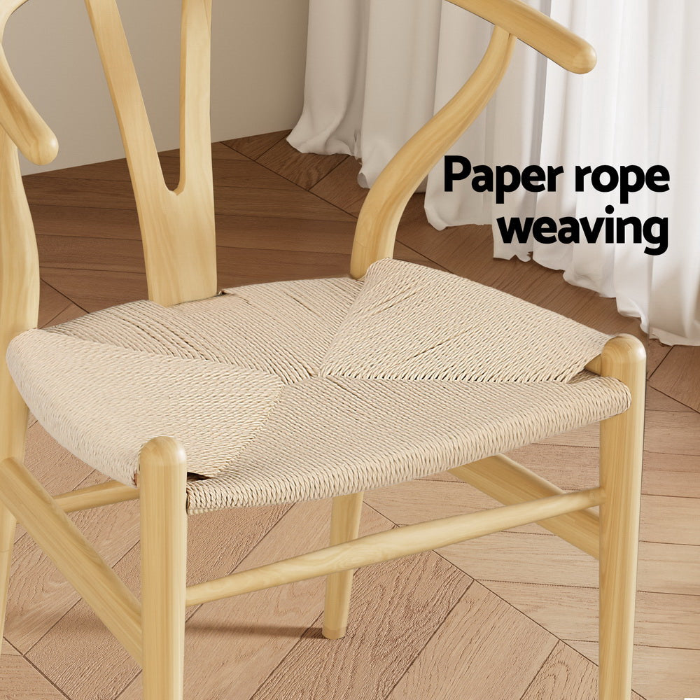 Willow Wishbone Dining Chairs – Brown / Wood – Set of 6