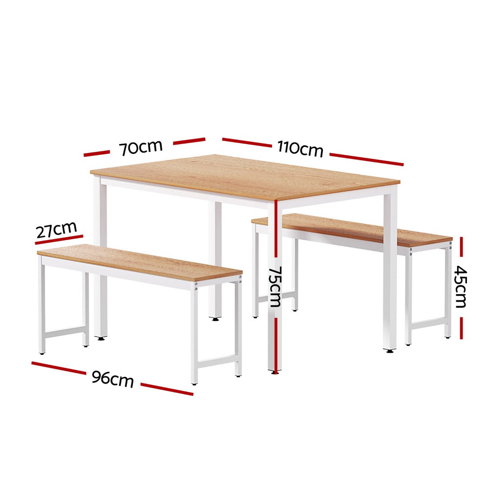 Harlow Dining Set – Natural & White – 3 Piece