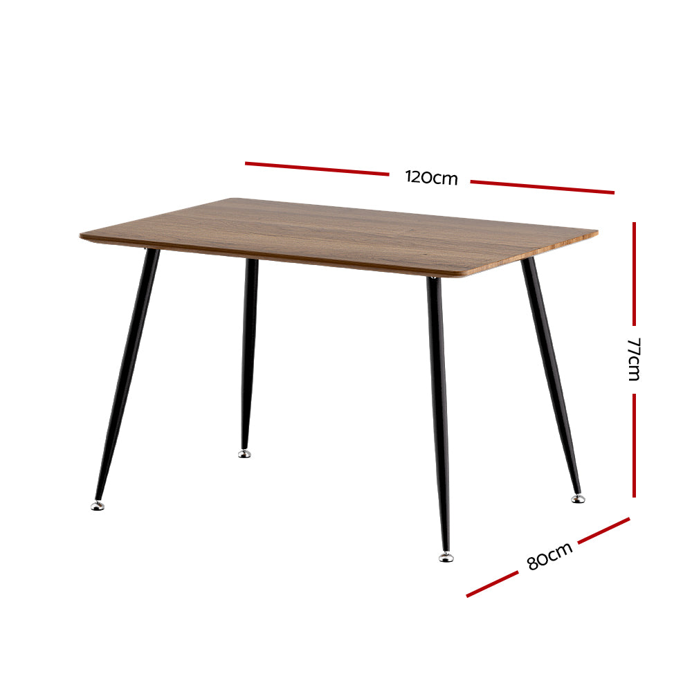 Caleb Rectangular Dining Table – Pine & Black – 120 cm