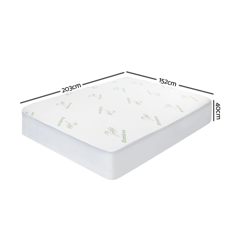 Bambara Bamboo Mattress Protector – White – Queen