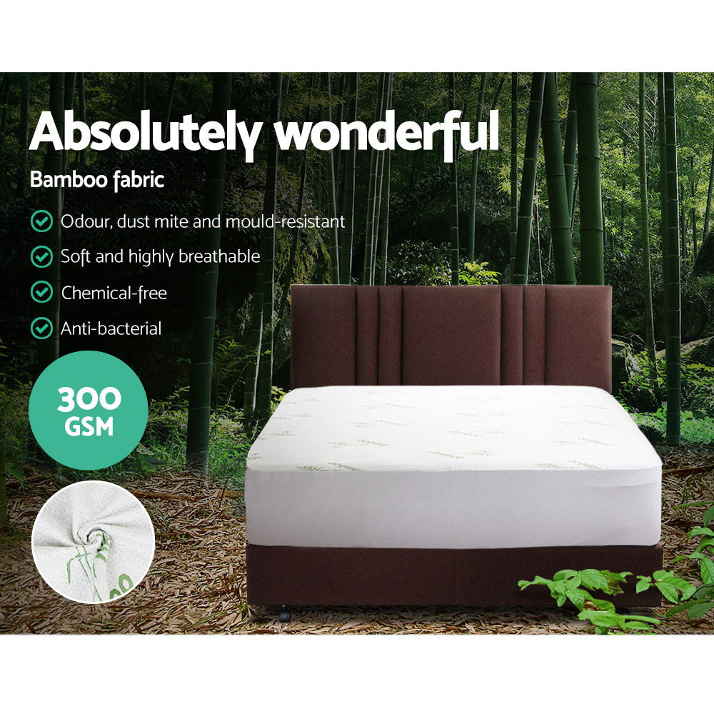 Bambara Bamboo Mattress Protector – White – Queen