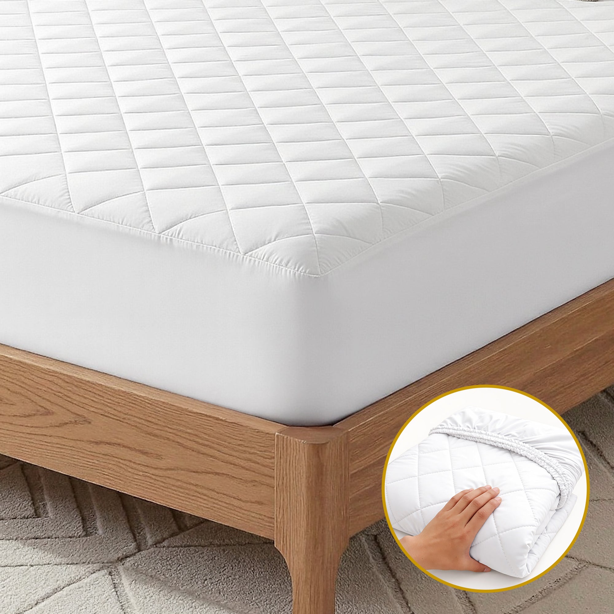 Giselle Waterproof Mattress Protector 100% Cotton Quilted Fitted Cover – King